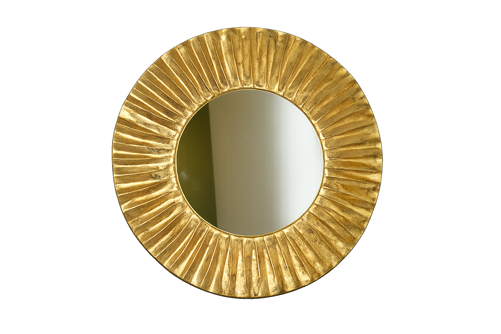 Specchio Daisy Rotondo in Resina Foglia Oro, Argento o Rame – Ø 82 cm