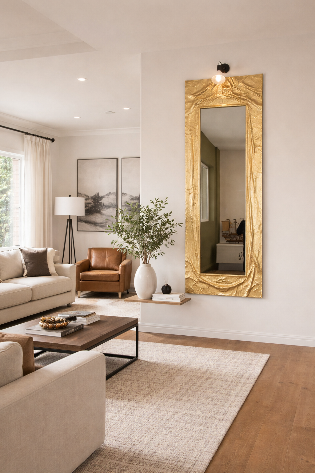 Specchio Morbido – Grande Specchio Rettangolare Fatto a Mano