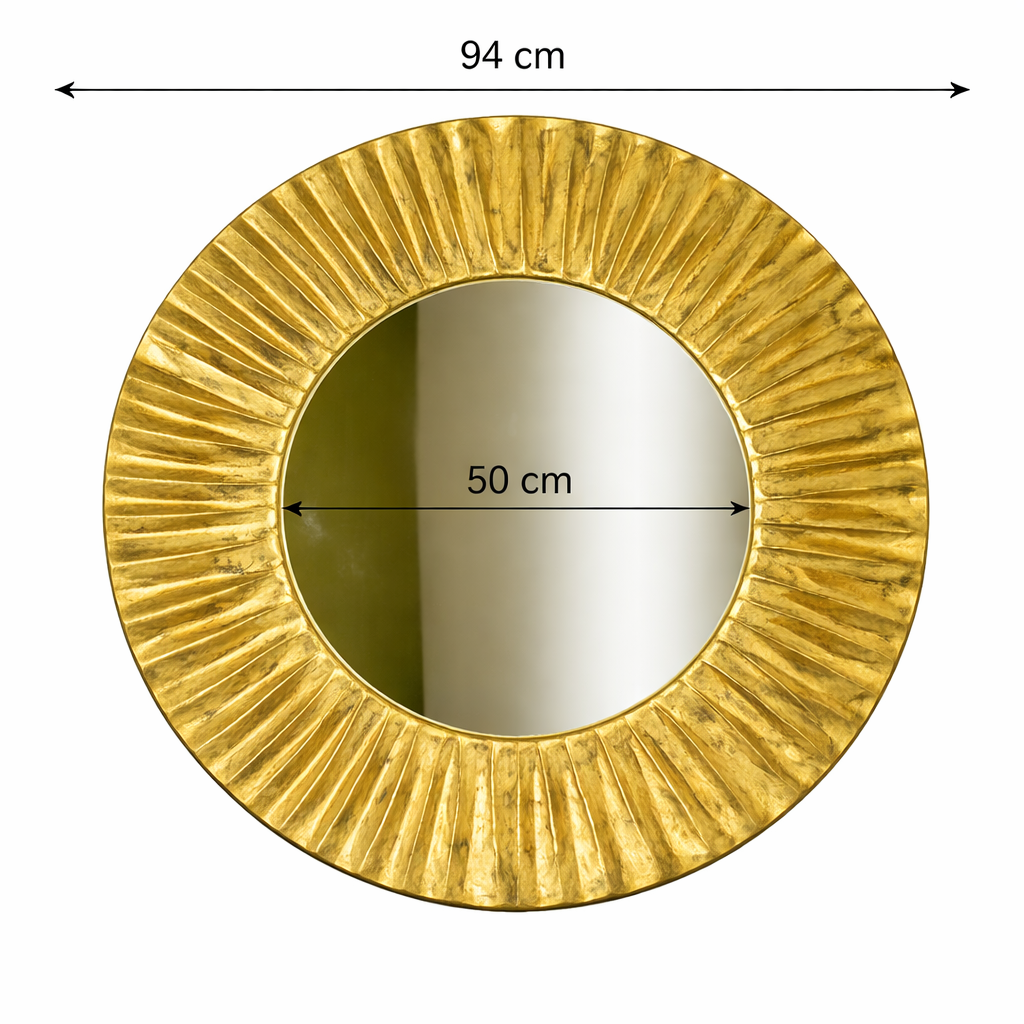 Specchio Daisy Rotondo in Resina Foglia Oro, Argento o Rame – Ø 82 cm