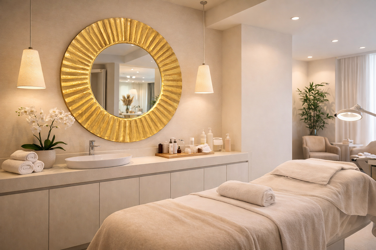 Specchio Daisy Rotondo in Resina Foglia Oro, Argento o Rame – Ø 82 cm