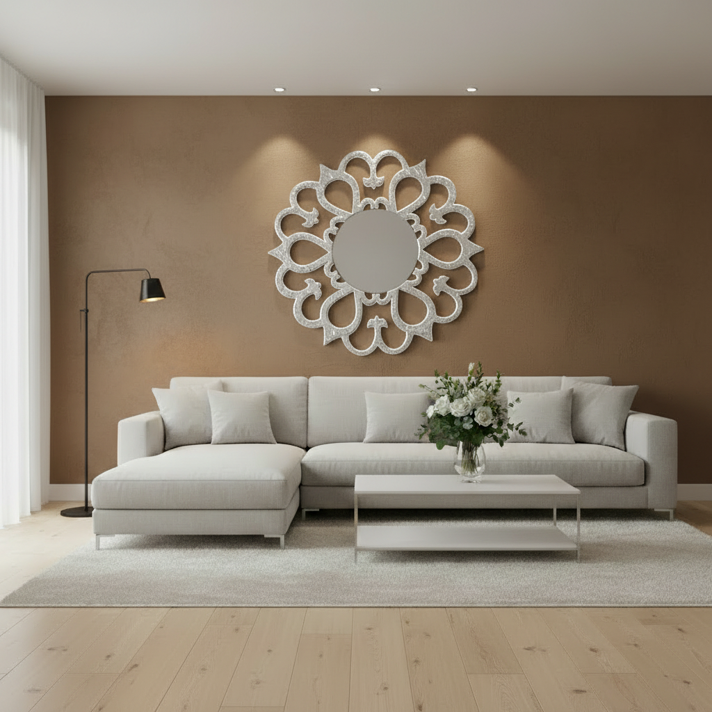 Specchio Grande Rososa in Massello di Legno 120x120 cm – Foglia Oro, Argento, Rame o Nero Opaco