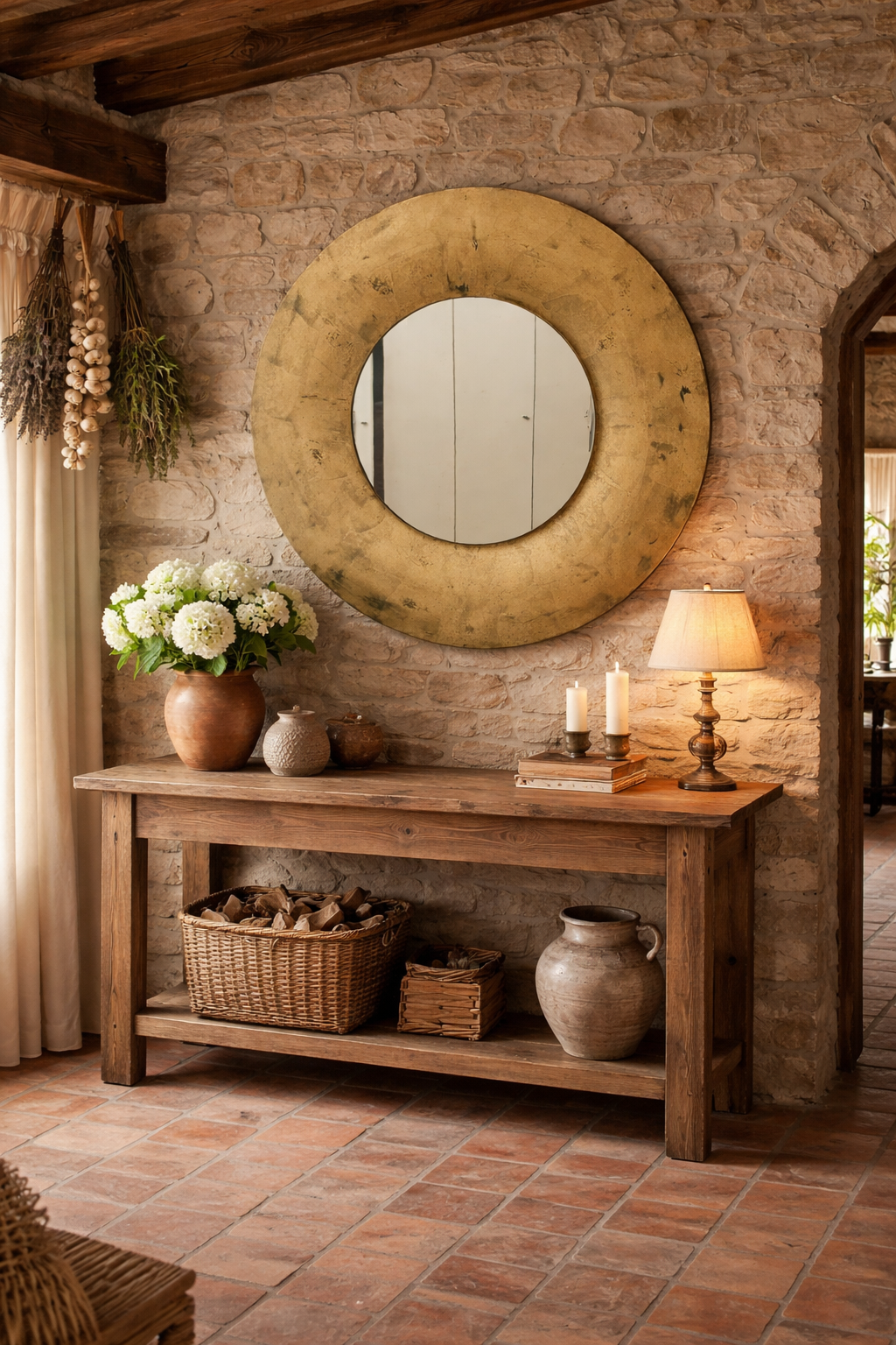 Specchio Rotondo da Parete in Legno e Resina Foglia Oro, Argento o Rame – Ø 100 cm