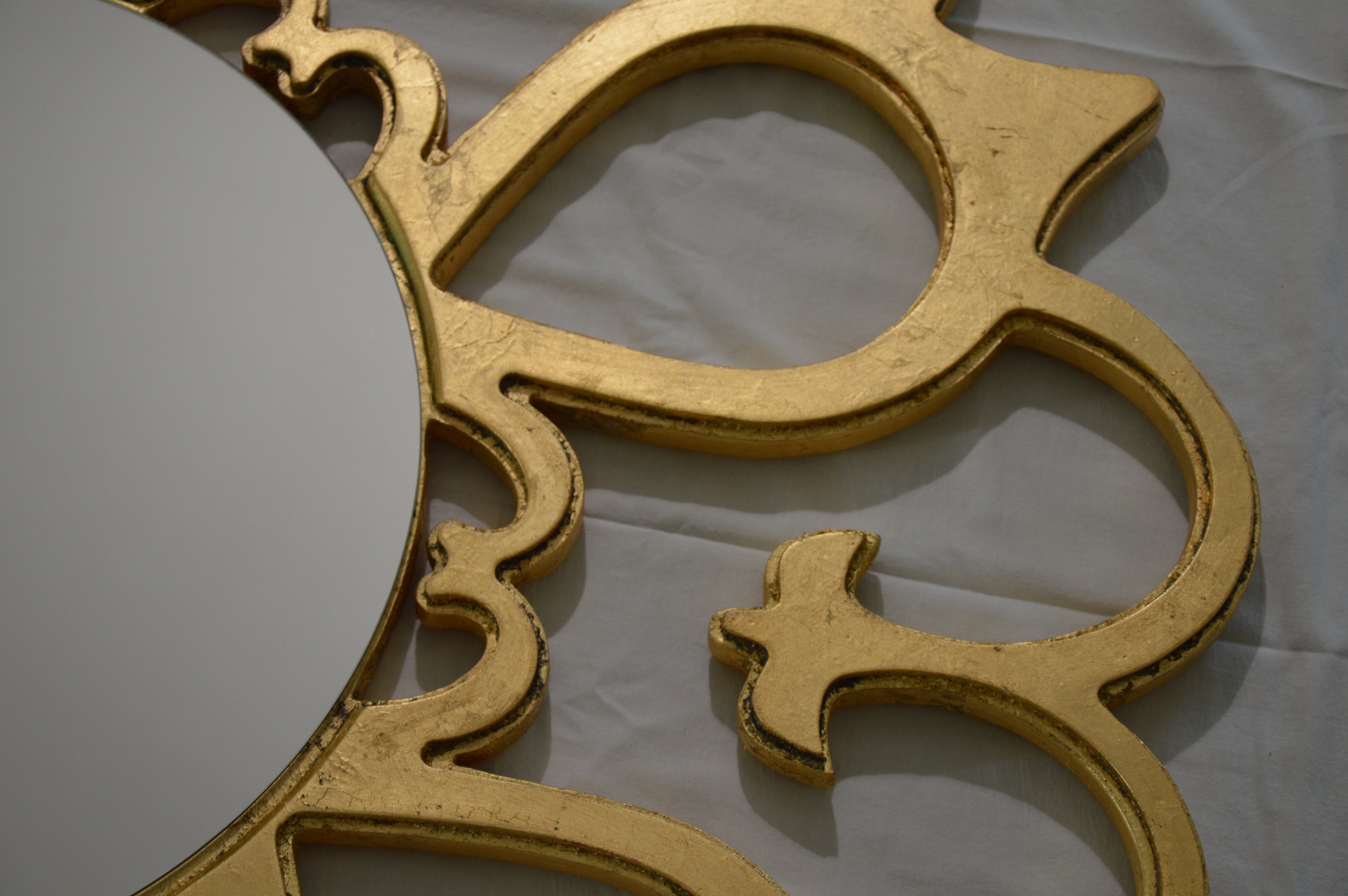 Specchio Grande Rososa in Massello di Legno 120x120 cm – Foglia Oro, Argento, Rame o Nero Opaco