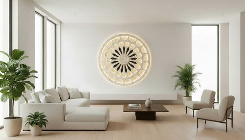Rosone da Parete –  Ø 100 cm Effetto Pietra Leccese illuminazione interna led 24V 4000K