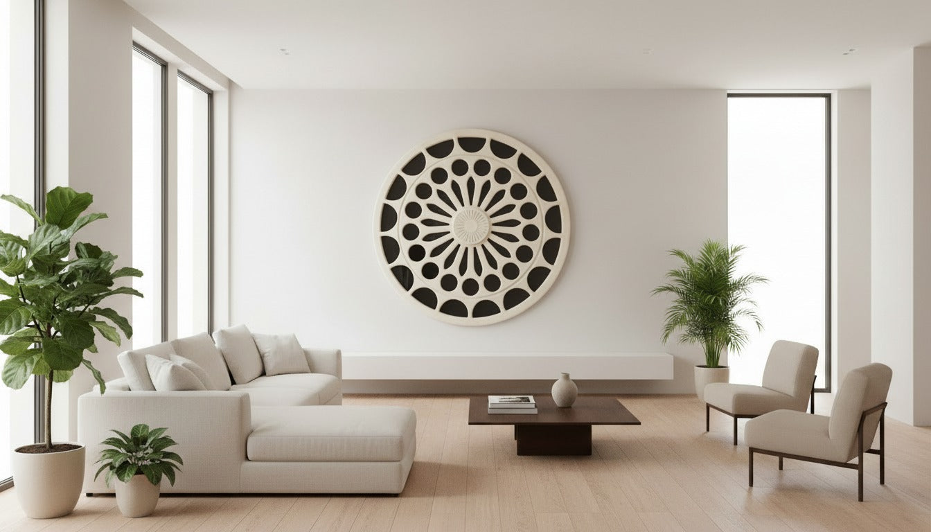 Rosone da Parete –  Ø 100 cm Effetto Pietra Leccese illuminazione interna led 24V 4000K