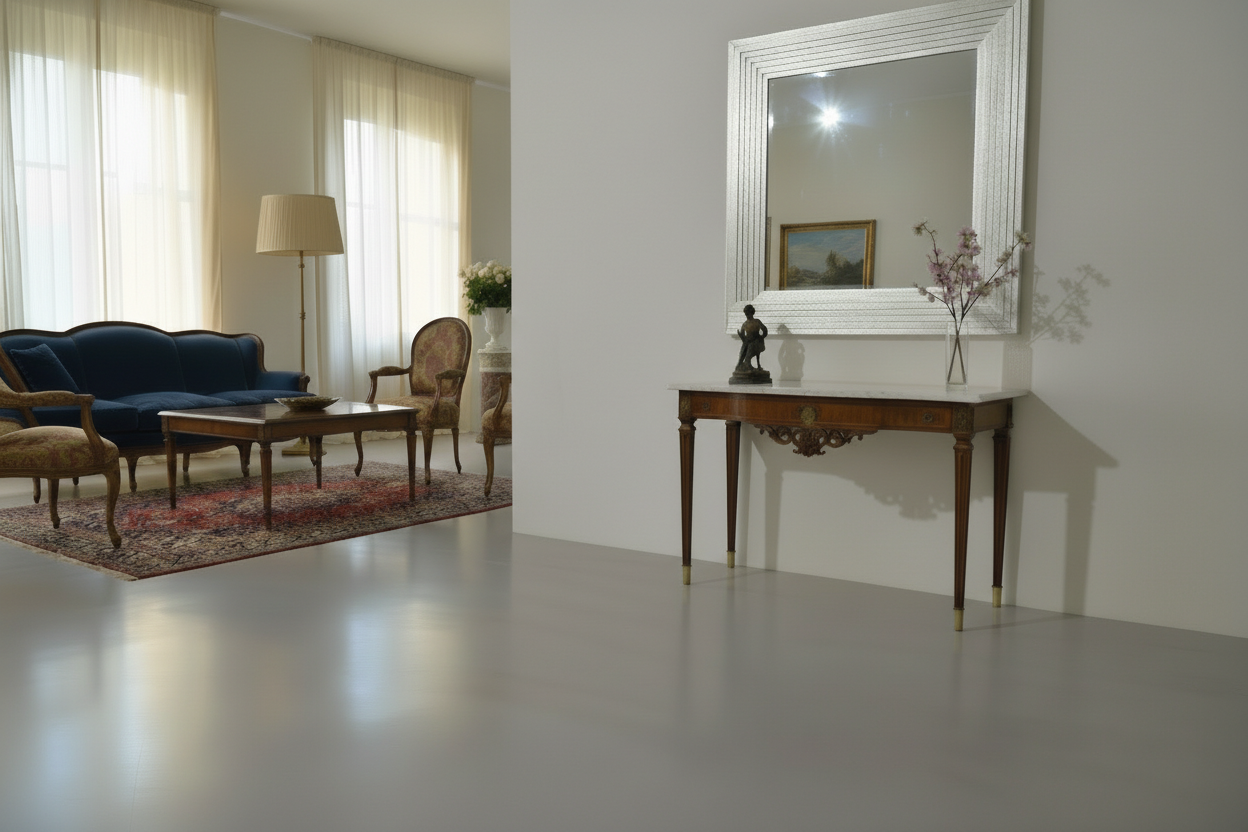 Specchiera Quadrata con Cornice Scanalata in Massello di Legno Foglia Oro o Argento 106x106 cm