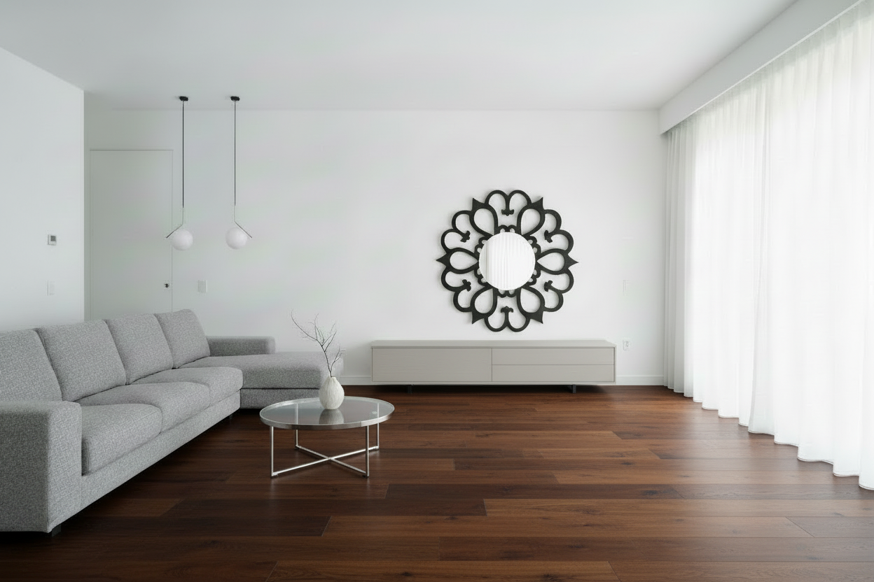 Specchio Grande Rososa in Massello di Legno 120x120 cm – Foglia Oro, Argento, Rame o Nero Opaco