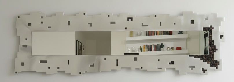 Specchio Rettangolare Artigianale con Mosaico di Vetro 240x72 cm – Foglia Oro, Argento o Rame