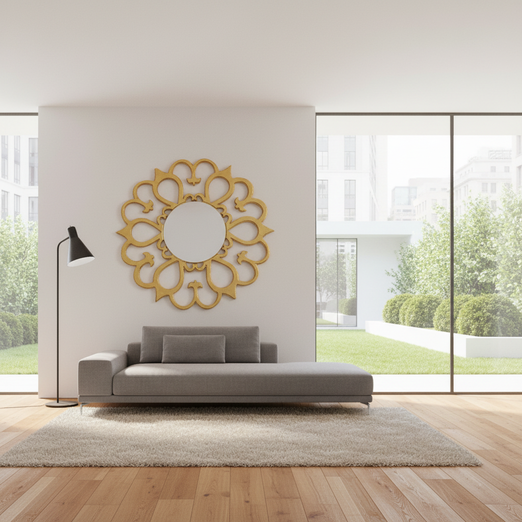 Specchio Grande Rososa in Massello di Legno 120x120 cm – Foglia Oro, Argento, Rame o Nero Opaco