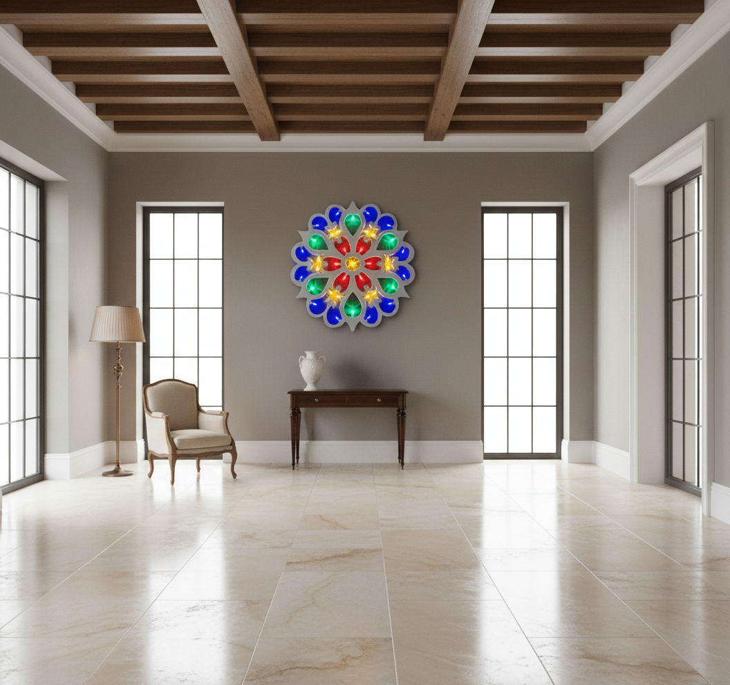 Rosone Decorativo con Luminarie Salentine 120x120 cm – 40 Luci LED Multicolor