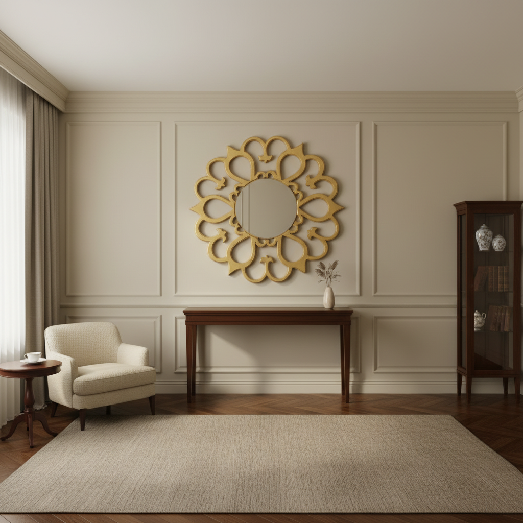 Specchio Grande Rososa in Massello di Legno 120x120 cm – Foglia Oro, Argento, Rame o Nero Opaco