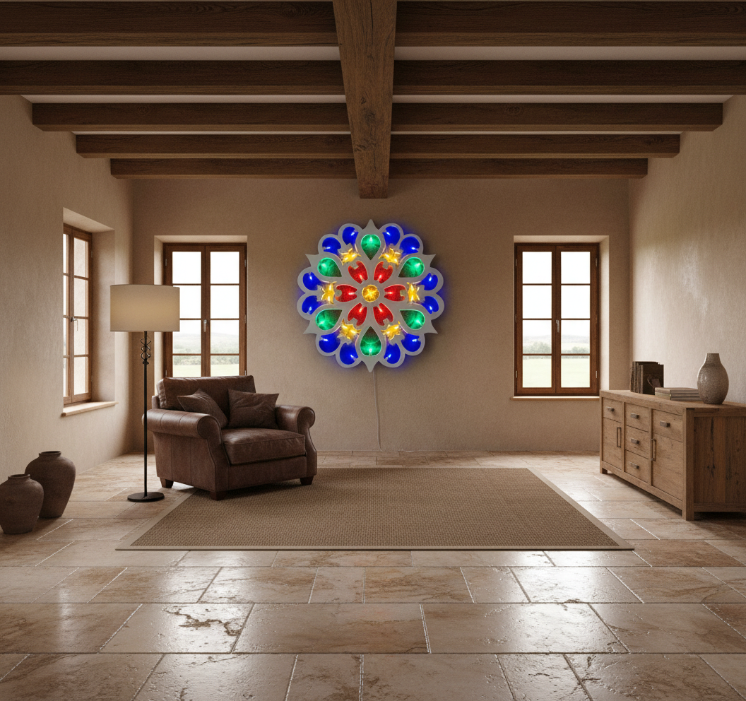 Rosone Decorativo con Luminarie Salentine 120x120 cm – 40 Luci LED Multicolor