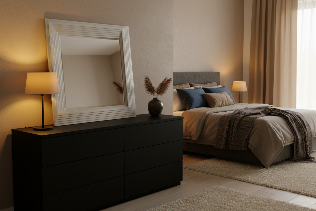 Specchiera Quadrata con Cornice Scanalata in Massello di Legno Foglia Oro o Argento 106x106 cm