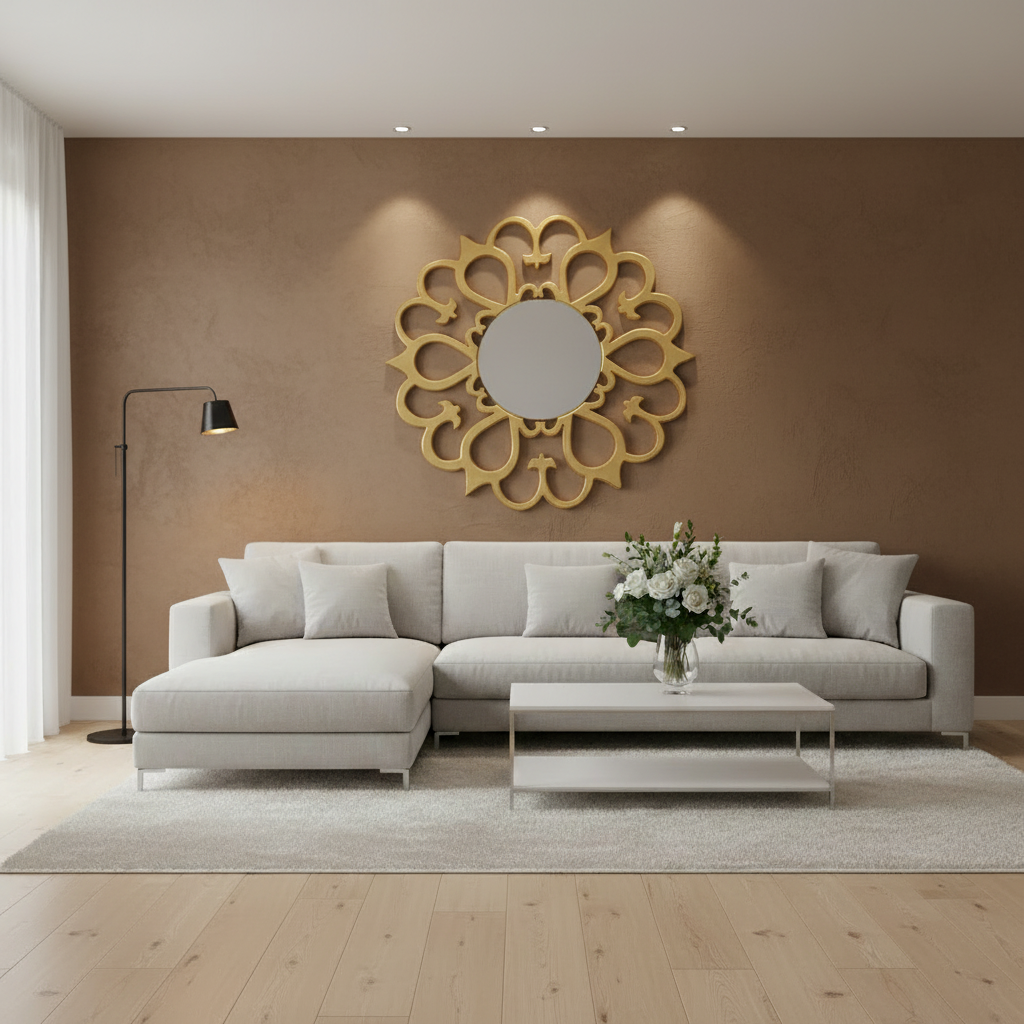 Specchio Grande Rososa in Massello di Legno 120x120 cm – Foglia Oro, Argento, Rame o Nero Opaco