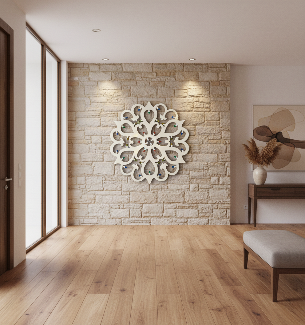 Rosone Decorativo con Luminarie Salentine 120x120 cm – 40 Luci LED Multicolor