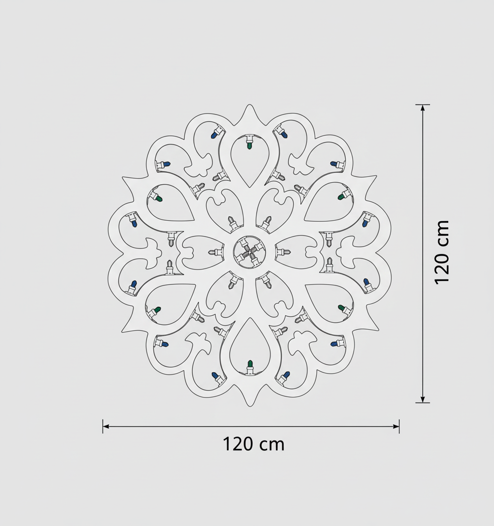 Rosone Decorativo con Luminarie Salentine 120x120 cm – 40 Luci LED Multicolor